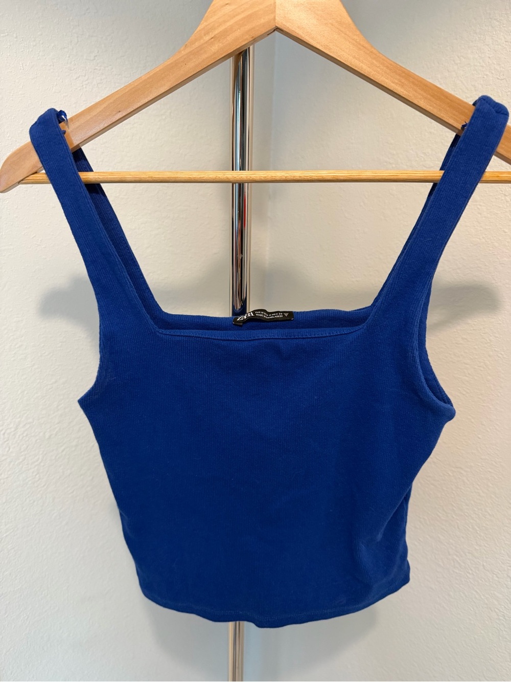 Zara Royal Blue Square-Neck Crop Tank